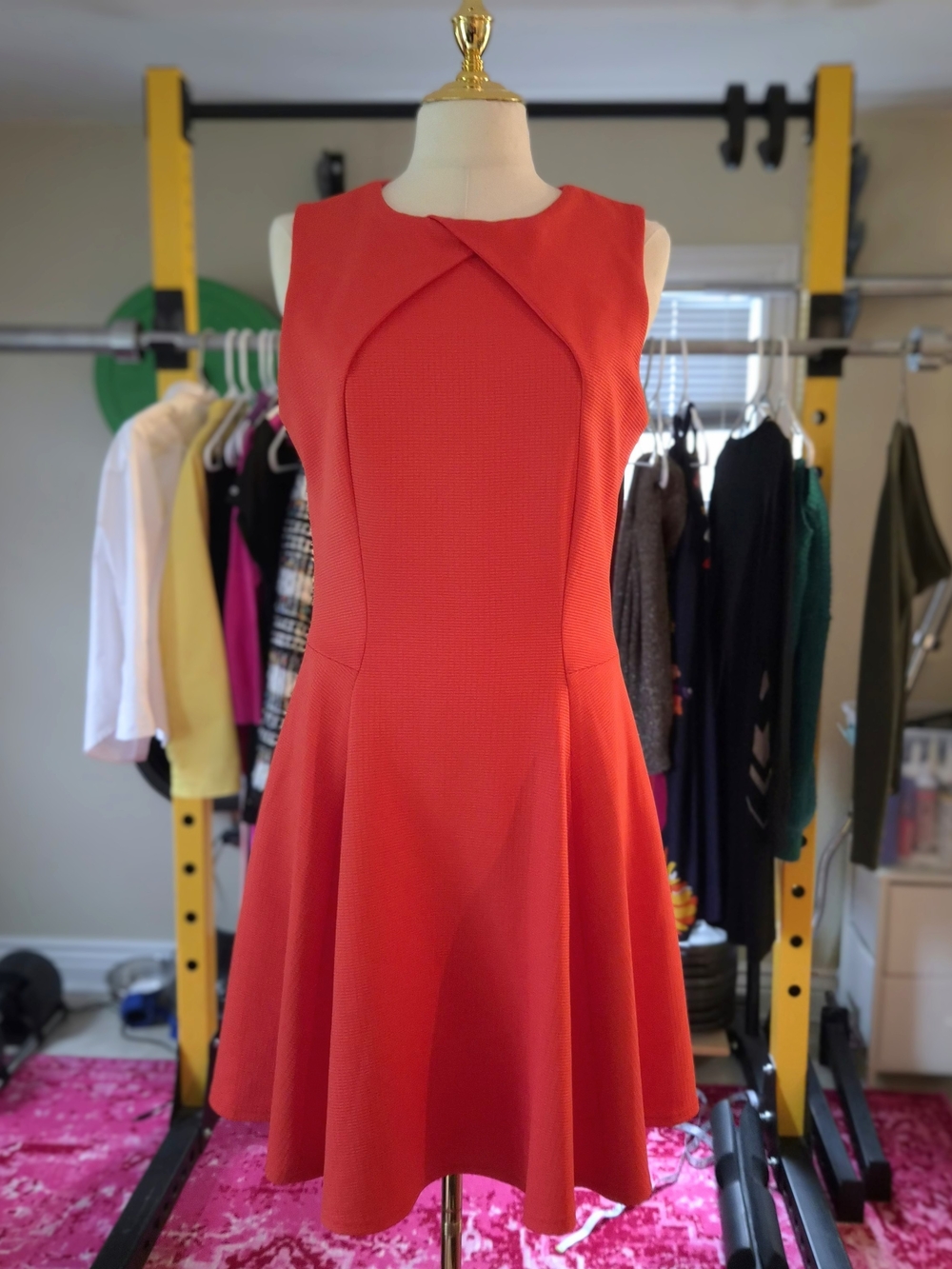 Red Sleeveless Fit-and-Flare Dress By Sharagano, Size 10
